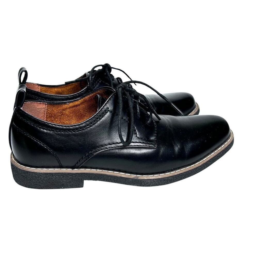 Deer Stags Zander Black Vegan Leather Lace Up Oxford Shoes Boys Size 6M - Picture 3 of 9